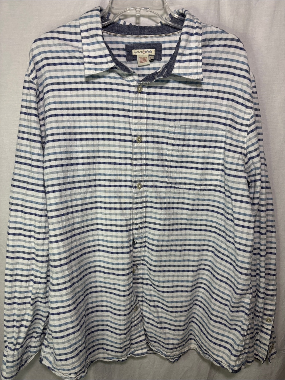 Lightweight Blue & White Striped Casual Button-Down Shirt